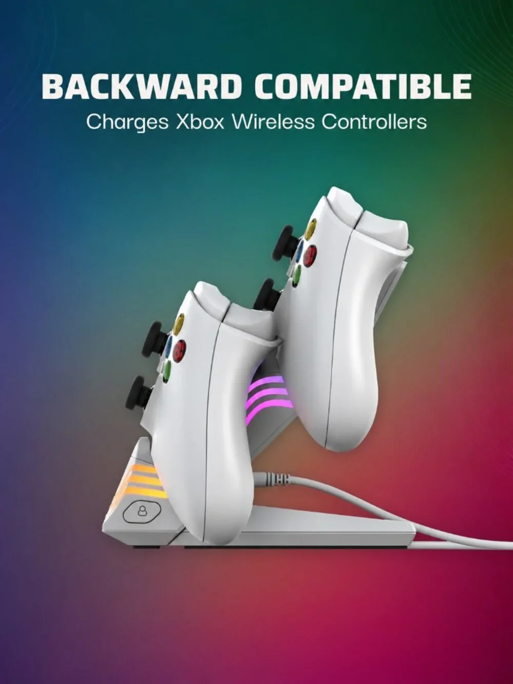 PDP Afterglow Wave Dual Gaming Charger with Customizable RGB Lighting, for Xbox